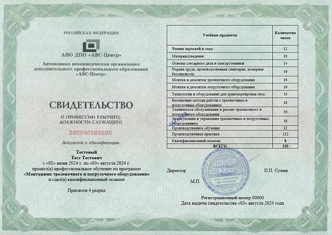 Монтажник трелевочного и погрузочного оборудования (4-5 разряд). Обучение дистанционно